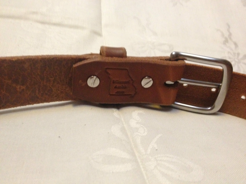 1 3/4 Heavy Duty Leather Work Gun Belt Stitched_2 Prong Buckle Amish  Handmade